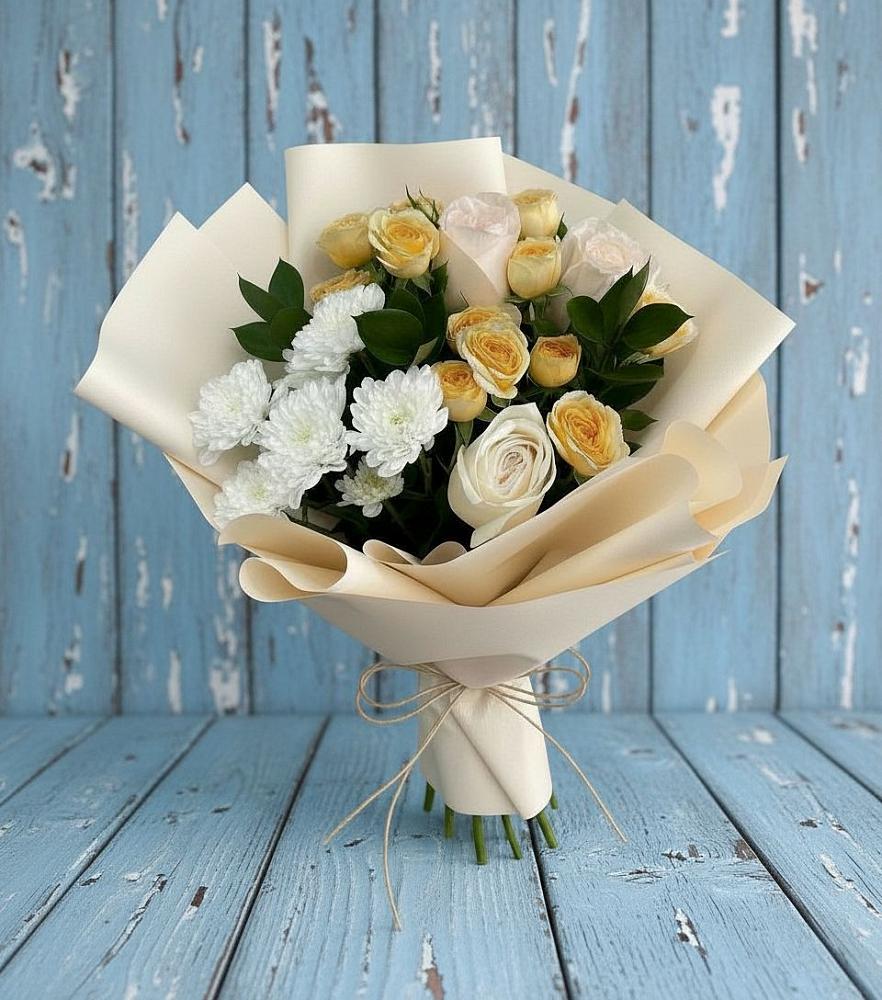 Букет цветов из: Розы и Хризантемы в Кизилюрте