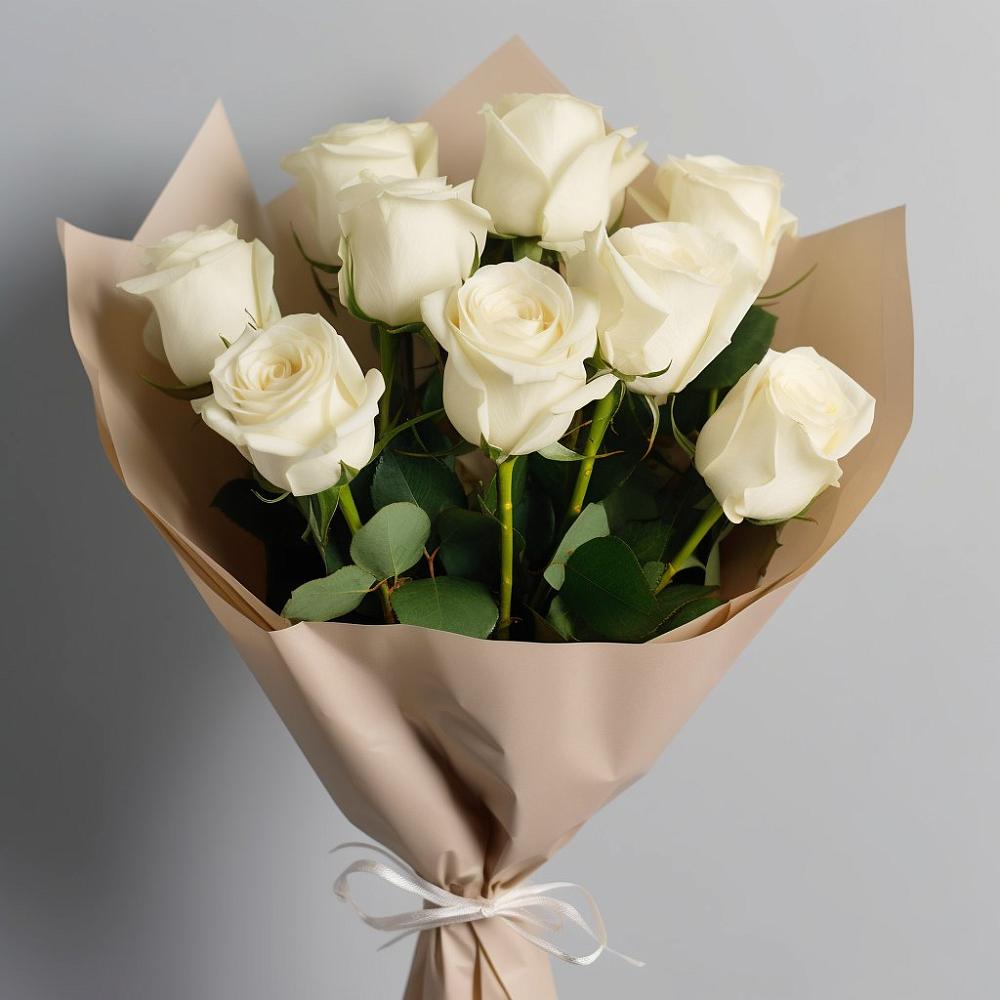 Букет 9 Белых роз Эдлесс Лав в Кизилюрте