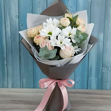 Букет цветов из:  Хризантемы и Розы #REPLACE_PRED# Кизилюрте