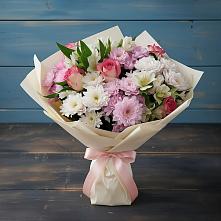 Букет цветов из:  Хризантемы, Альстромерии и Розы в Кизилюрте