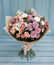 Букет цветов из:  Хризантемы, Розы и Альстромерии в Кизилюрте