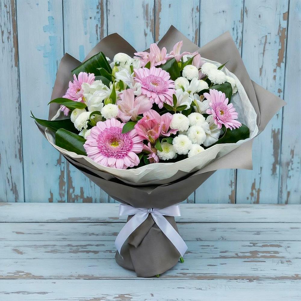 Букет цветов из: Герберы, Альстромерии и Хризантемы в Кизилюрте
